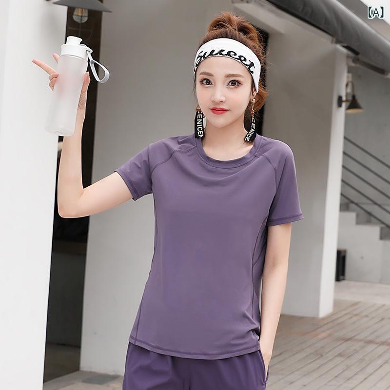 Tシャツ レディース ヨガ 夏 ゆったり 伸縮性 通気性 フィットネス ランニング トップス 軽量 吸湿速乾 スポーツ用 綿素材