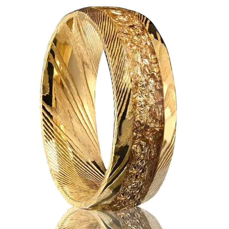 指環 メンズ シリアの首都鋼 明かりメッキ処理 金箔 埋め込み 御前上等感 耐久性 宝飾品 輪っか メンズジュエリー・アクセサリー-指輪・リング
