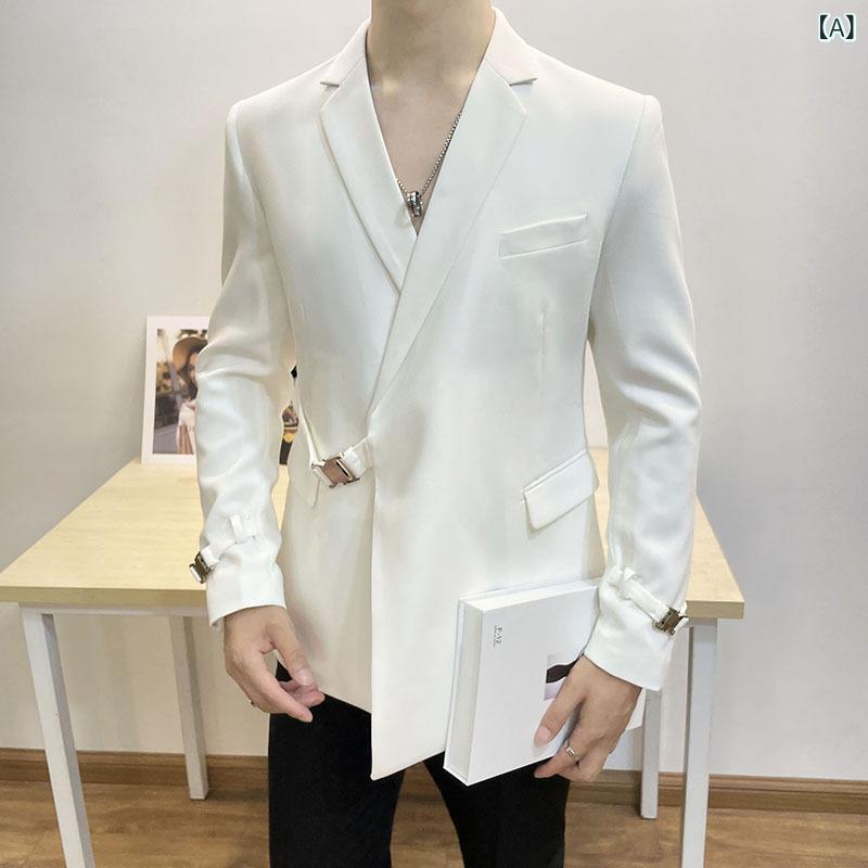 男性用 ジャケット 秋冬 金属バックル クラシック レトロ 斜めポケット 通勤用 トップス 高級感 軽量 ウール アウター コート