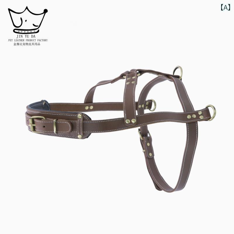 馬具 犬用 大型犬 牛皮 合わせる式 胸背帯 三輪っか 引っ張ること縄索 逃げ失せる押しとどめる ほっつき歩く用 出で立つ用 愛玩動物グッズ 手ごわい 思わしい 軽さ 御前上等感 好いたらしい 填まる おほっつき歩く 引き紐 首飾り 胴輪 リーシュ 通気性 メッシュ 青写真 分かりやすい 実用的 日常使い走り 耐久性 機