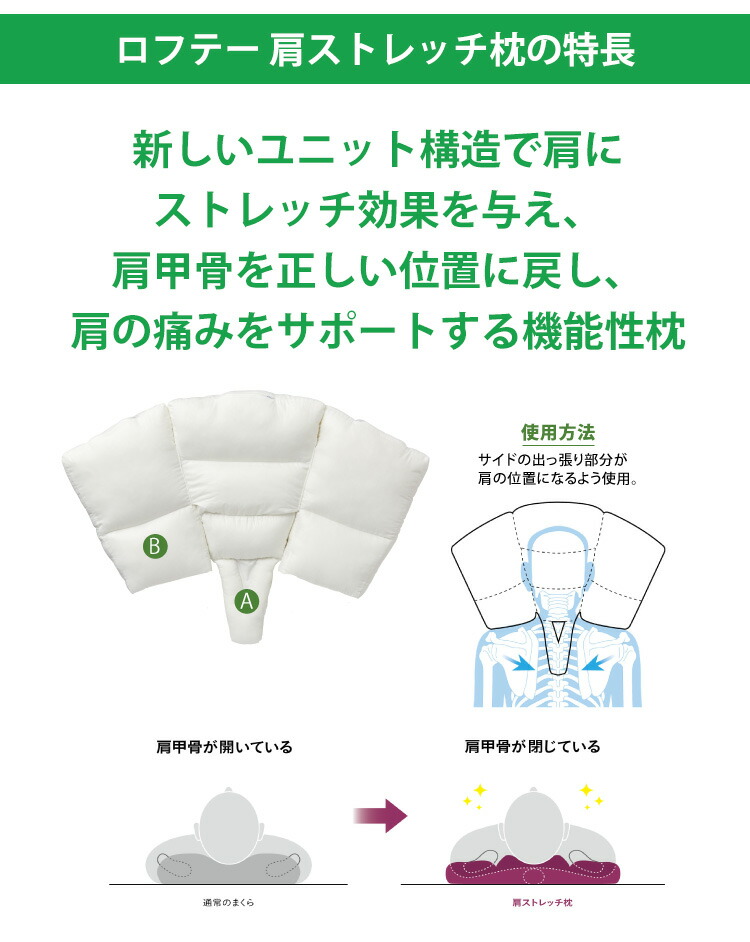 楽天市場 枕 肩こり 医師監修 肩甲骨 ストレッチ 頸椎 首こり まくら 横向き 健康 安眠枕 快眠枕 解消 日本製 高級まくら 人気 おすすめ 送料無料 30日間保証 ロフテー 肩ストレッチ枕 Makura ロフテー枕工房