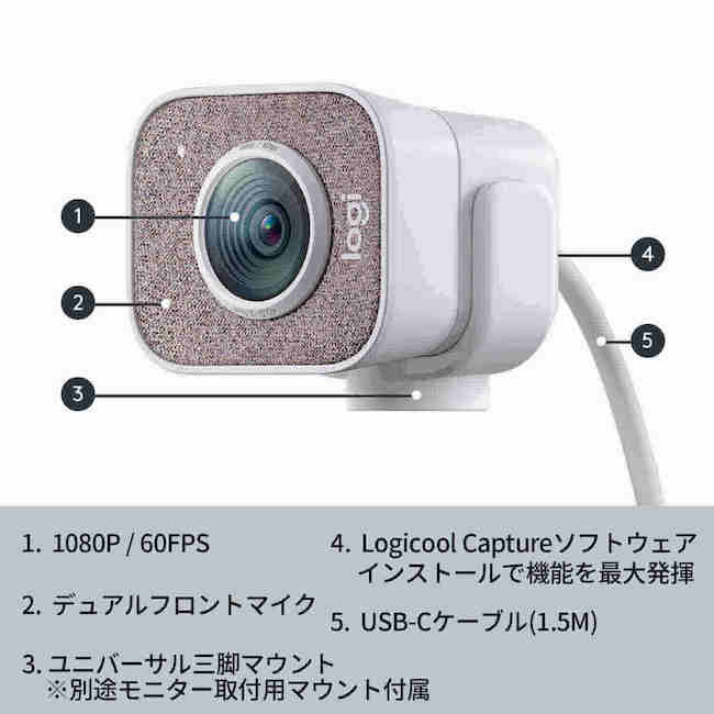 【楽天市場】ロジクール ウェブカメラ フルHD 1080P 60FPS StreamCam C980GR C980OW ストリーミング ウェブ