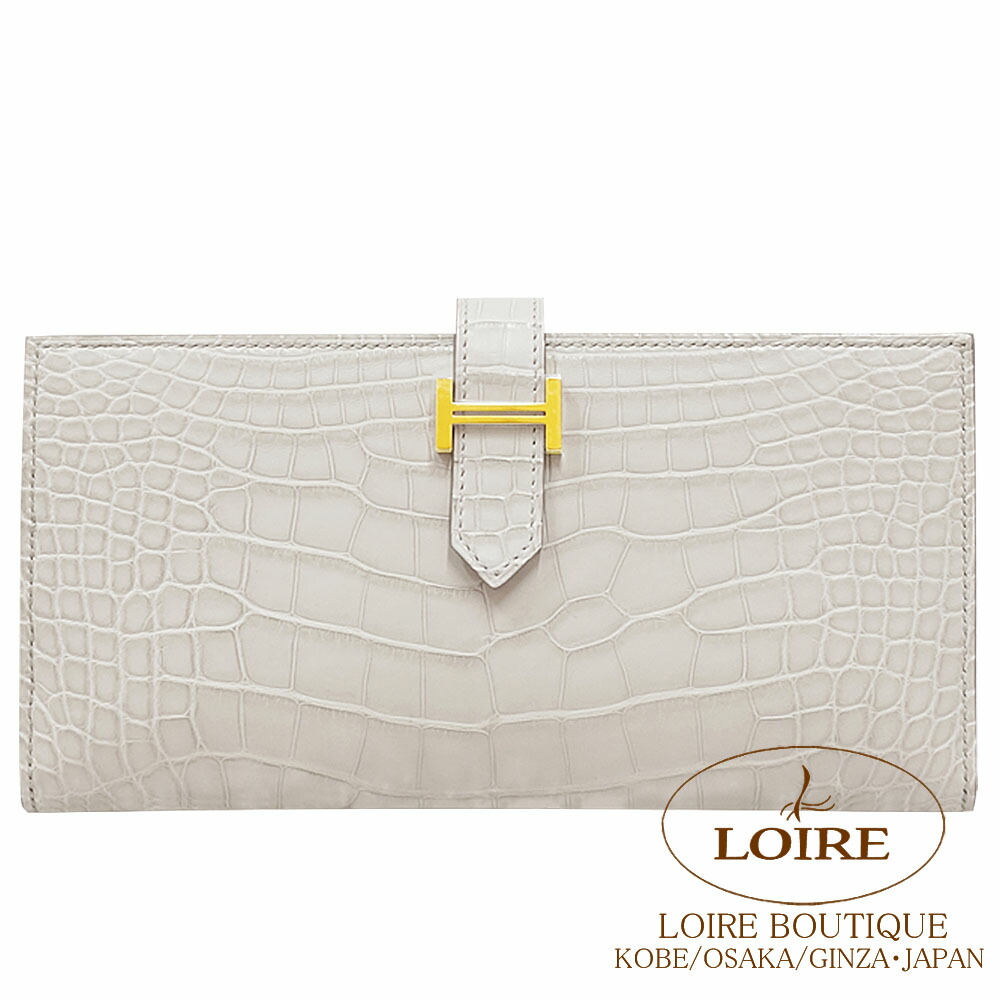 エルメス　ベアンスフレタッチ　グラファイト/　グリシマン　ヴォーエプソン/　クロコダイル アリゲーターマット　シルバー金具 ベアンスフレ タッチ 長財布 ノワール ブラック 黒[] Bearnsfle Touch