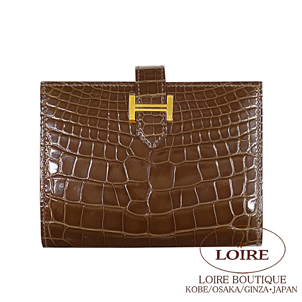 エルメス ベアン コンパクト グリエレファント クロコダイル アリゲーター ゴールド金具 HERMES Bearn Compact GRIS ELEPHANTR(8C)Crocodile Alligator Gold｜ロワールブティック 673,200円