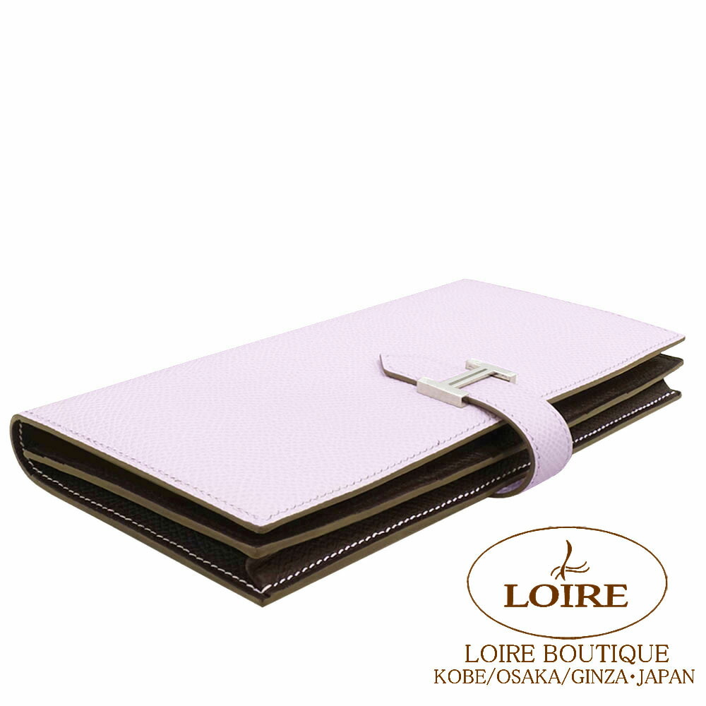 エルメス ベアン スフレ ヴェルソ モーヴペール×ルージュセリエ エプソン しろがね色金具 HERMES Bearn Soufflet Verso MAUVE PALE(09)/ROUGE SELLIER(0G) Epsom Silver