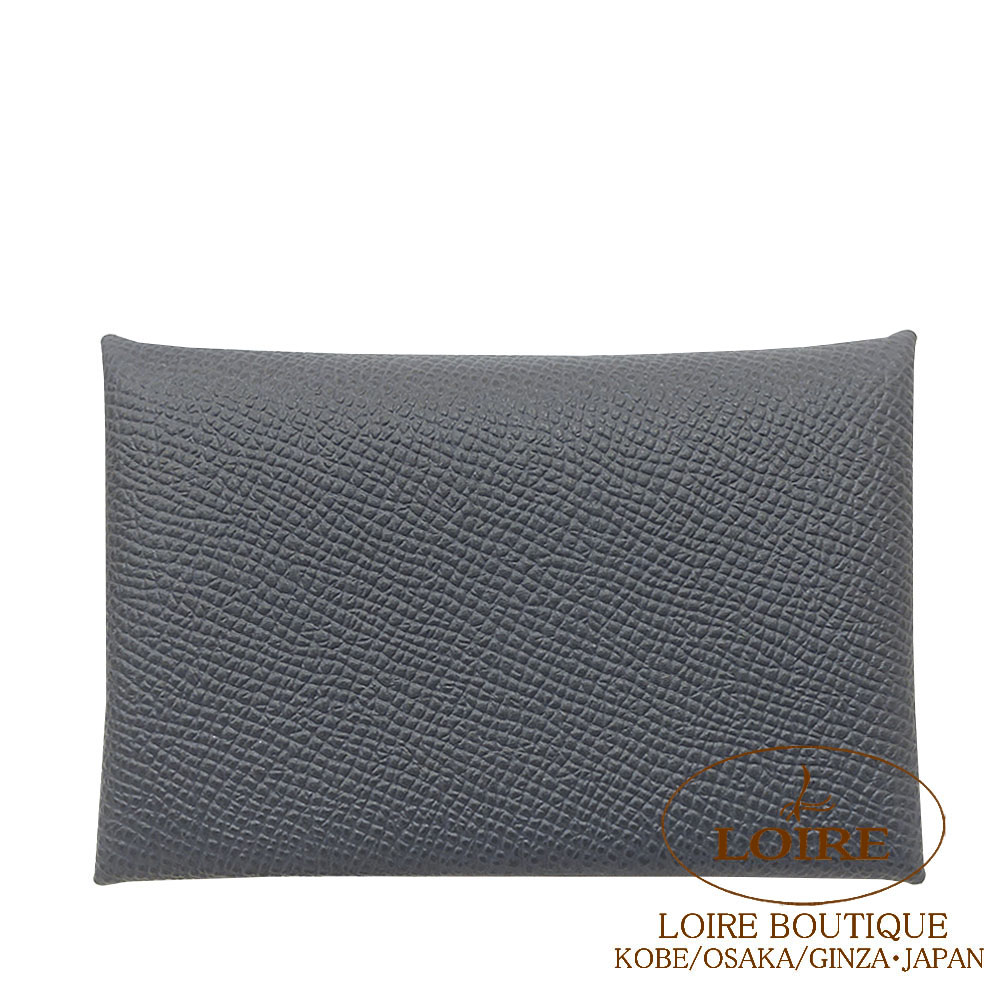 エルメス カルヴィ 歌留多容れもの アルドワーズ エプソン しろがね色金具 HERMES Calvi Card Case ARDOISE(85) Epsom Silver