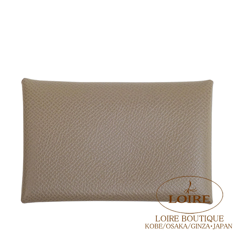 エルメス カルヴィ カードケース エトゥープ エプソン シルバー金具 HERMES Calvi Card Case ETOUPE(18) Epsom Silver｜ロワールブティック