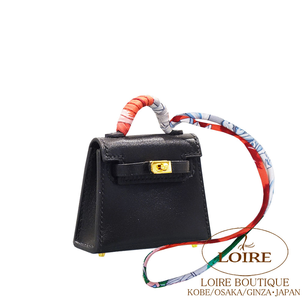 エルメス ケリートゥイリー クロ タデラクト×絹地 ゴールド金具 HERMES Kelly Twilly NOIR(89) Tadelakt/Silk Gold