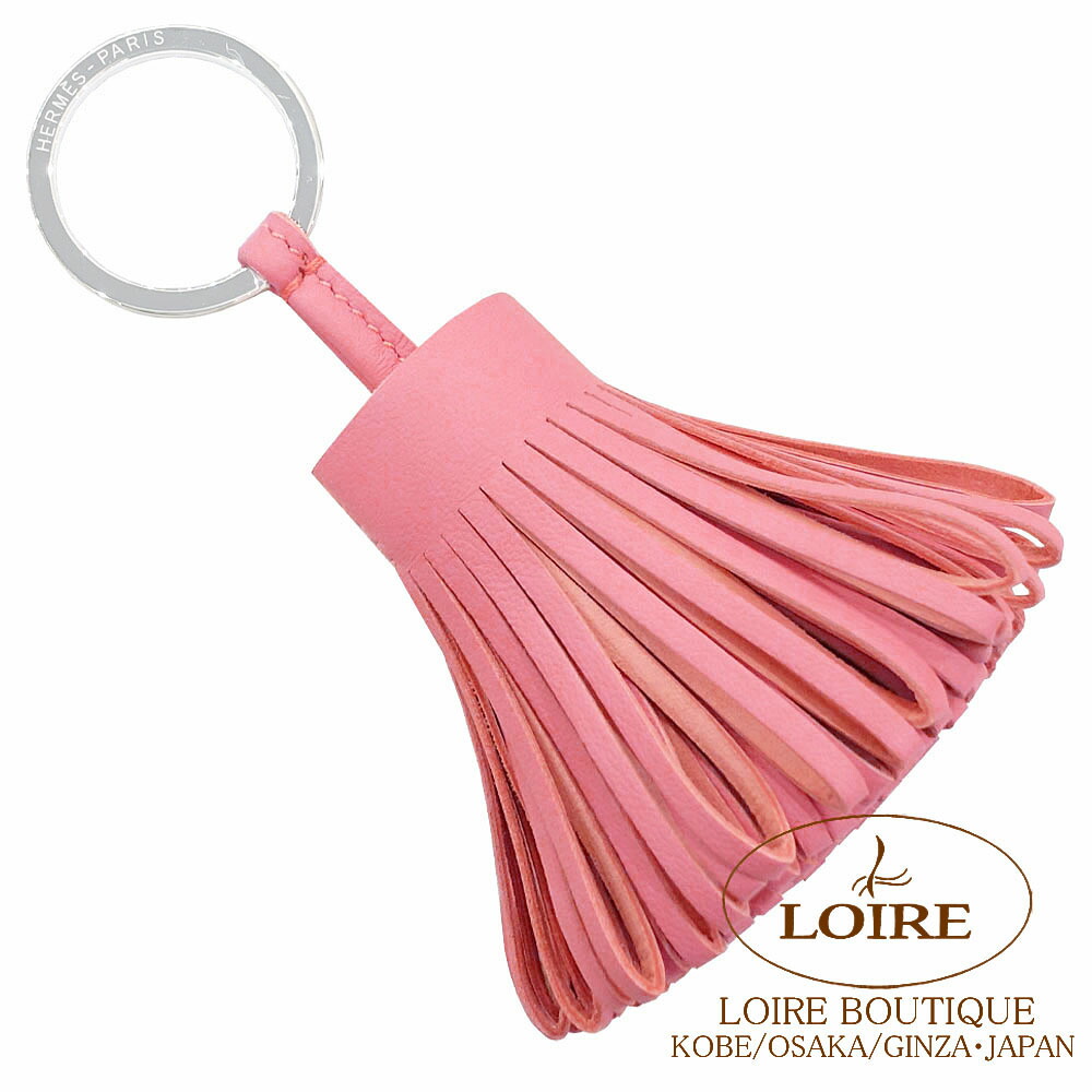 エルメス カルメン 手当たり輪っか ローズアザレ 子ヒツジひと肌 しろがね色金具 HERMES Carmen Keyring ROSE AZALLE(8W) Lambskin Silver
