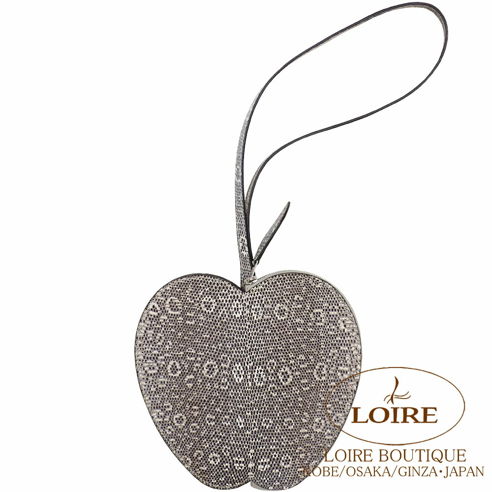 エルメス ポシェット りんごの木 オンブレ リザードナチュラ しろがね色金具 HERMES Pochette Apple OMBRE(1B) Lizard Natura Silver