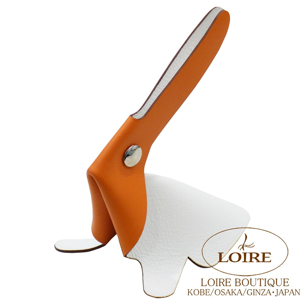 エルメス クリッカーズ ウサギ オレンジ&times;シロ スイフト シルバー金具 HERMES Clickers Rabbit ORANGE(93)/BLANC(01) Swift Silver｜ロワールブティック