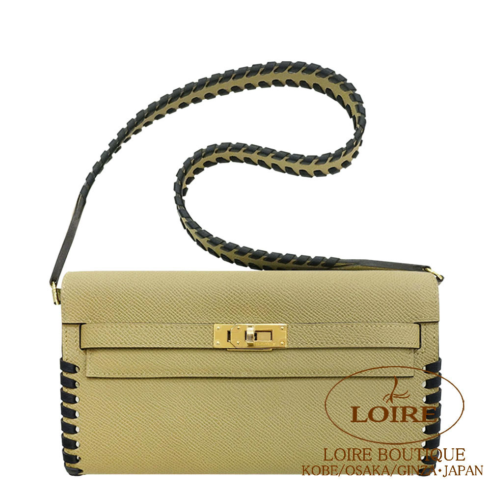 エルメス ケリートゥー・ゴー トレサージュ プシエール&times;クロ エプソン&times;スイフト ゴールド金具 HERMES Kelly To Go TRESSAGE POUSSIERE(1C)/NOIR(89) Epsom/Swift Gold｜ロワールブティック 690,800円