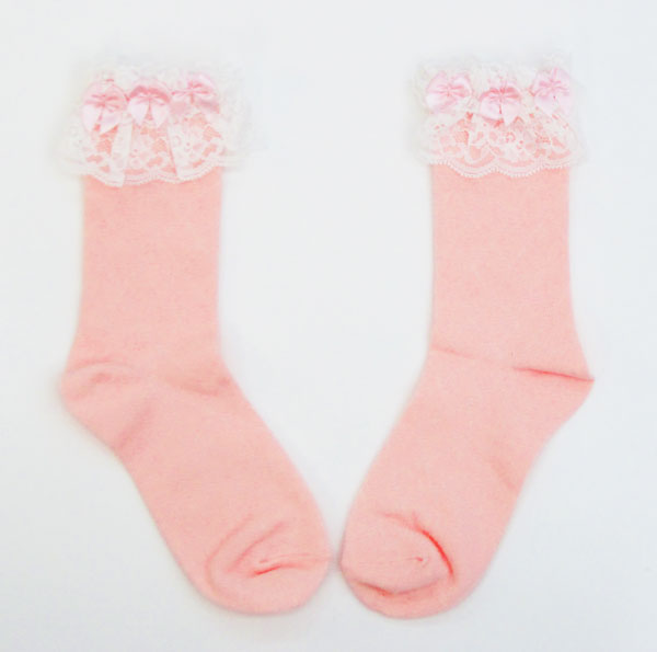 楽天市場 あす楽対応 レースリボン付ピンク ソックス 靴下 長靴下 フリル 女の子 幼稚園 小学校 通園 通学 入園 入学 入園式 入学式 ロリポップ