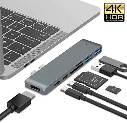 楽天市場】6in1 一体型 MacBookハブ USB Type C ハブ MacBook Pro/Air