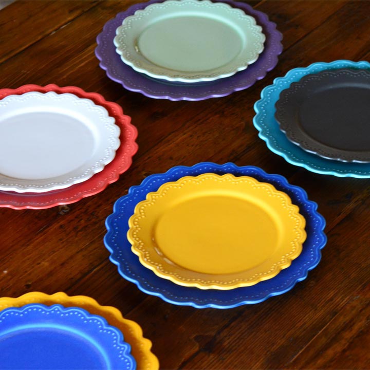 楽天市場 ドット レリーフ リム花プレート 18 5cm ケーキ皿 取皿 お皿 おしゃれ 洋食器 皿 プレート 中皿 お菓子 ティータイム カフェ カフェ風 おしゃれな食器 おうちcafe Cafe食器 窯元 ロングアイランド 楽天市場店