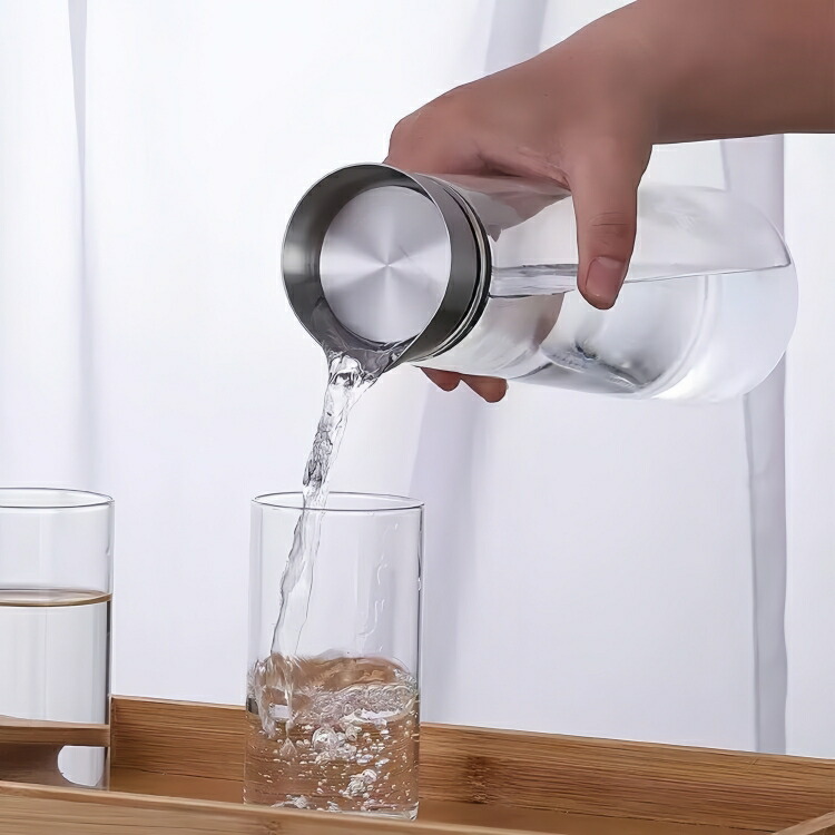 ★2個以上で10%OFF\楽天1位/ガラス ピッチャー 蓋付き 1リットル 1l 麦茶ポット ドアポケット 耐熱 食洗器対応 麦茶 水 ポット 冷蔵庫 ドアポケット 水差し ボトル スリム 冷茶 ジャグ 洗える ウォーターピッチャー おしゃれ 冷茶ポット 敬老の日