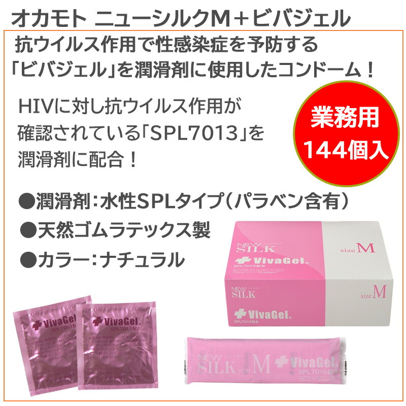 コンドーム ニューシルクm ビバジェル 144個入り 業務用 オカモト こんどーむ 避妊具 スキン アダルトサック Condom 宅配便 コンビニ ロッカー 郵便局 受取対応 Salon Raquet De