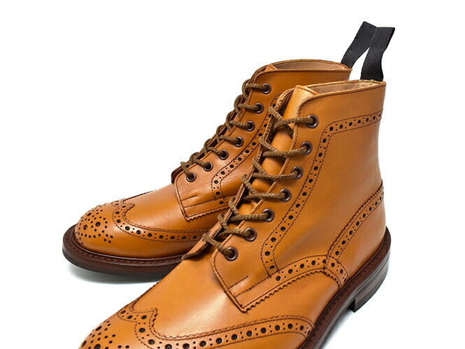 TRICKER'Sトリッカーズカントリーブーツエイコーンメンズブーツウィングチップ本革レザーレースアップ紐レースアップブーツショートブーツブランドキャメルブラウン靴シューズおしゃれ