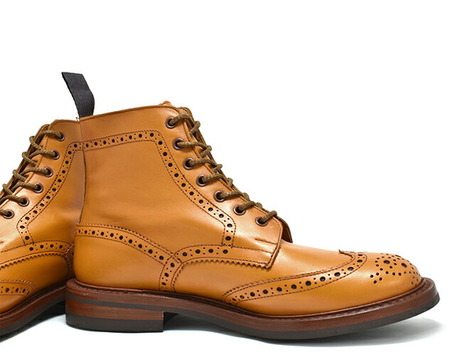 TRICKER'Sトリッカーズカントリーブーツエイコーンメンズブーツウィングチップ本革レザーレースアップ紐レースアップブーツショートブーツブランドキャメルブラウン靴シューズおしゃれ