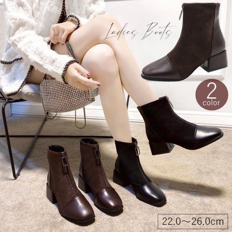 楽天市場】ショートブーツ レディース 女性用 靴 スクエアトゥ チャン