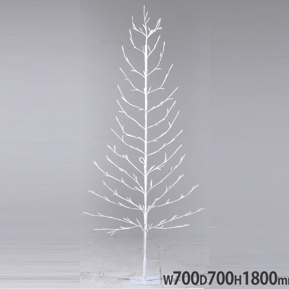 【P5倍4/20 13-15時&最大1万円ｸｰﾎﾟﾝ4/17-23】 LEDブランチツリー 180CM 幅700×奥行700×高さ1800mm ホワイト 防滴仕様 ON/OFFスイッチ付属 ライト176球 ウォームホワイト色ライト インテリア雑貨 72WWA-8-S