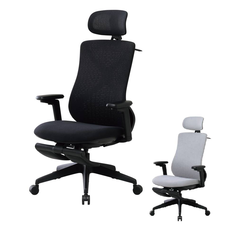 【最大1万円ｸｰﾎﾟﾝ4/4-9】 CKS4 オフィスチェア フットレスト付き ブラック グレー キャスター付き ハンガー付き 肘付きチェア アーム付きチェア デスクチェア 事務用チェア オフィス CKS4