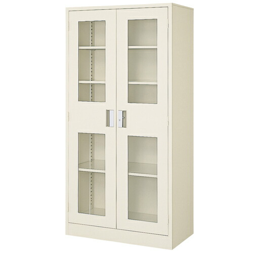 【P5倍7/25 13-15時&最大1万円ｸｰﾎﾟﾝ7/19-25】 【法人限定】ガラス両開き書庫 幅900mm 鍵付き 書庫 キャビネット 戸棚 備品庫 書棚 収納 会社 オフィス 学校 教室 病院 事務所 書類保管 スチール BER-81G(N) ルキット オフィス家具 インテリア｜LOOKIT オフィス家具 インテリア