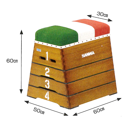 跳び箱 4段 小学校 幼稚園 跳箱 体育 運動 飛び箱 飛箱 中古 sanwa