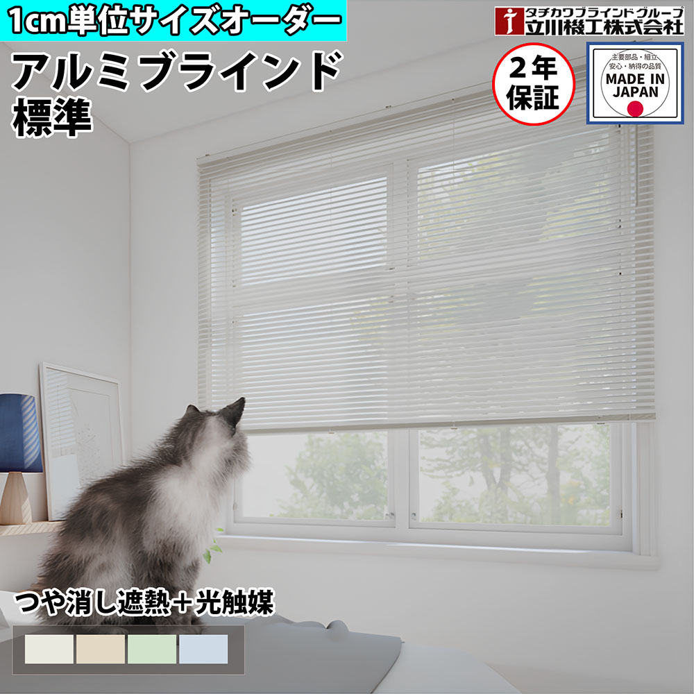 【特価4月末迄】ブラインドカーテン オーダー 1cm単位 つや消し 遮熱 光触媒 おしゃれ アルミブラインド 賃貸OK カーテンレール 取り付けタチカワブラインド グループ 立川機工 日本製 FS-ABMC