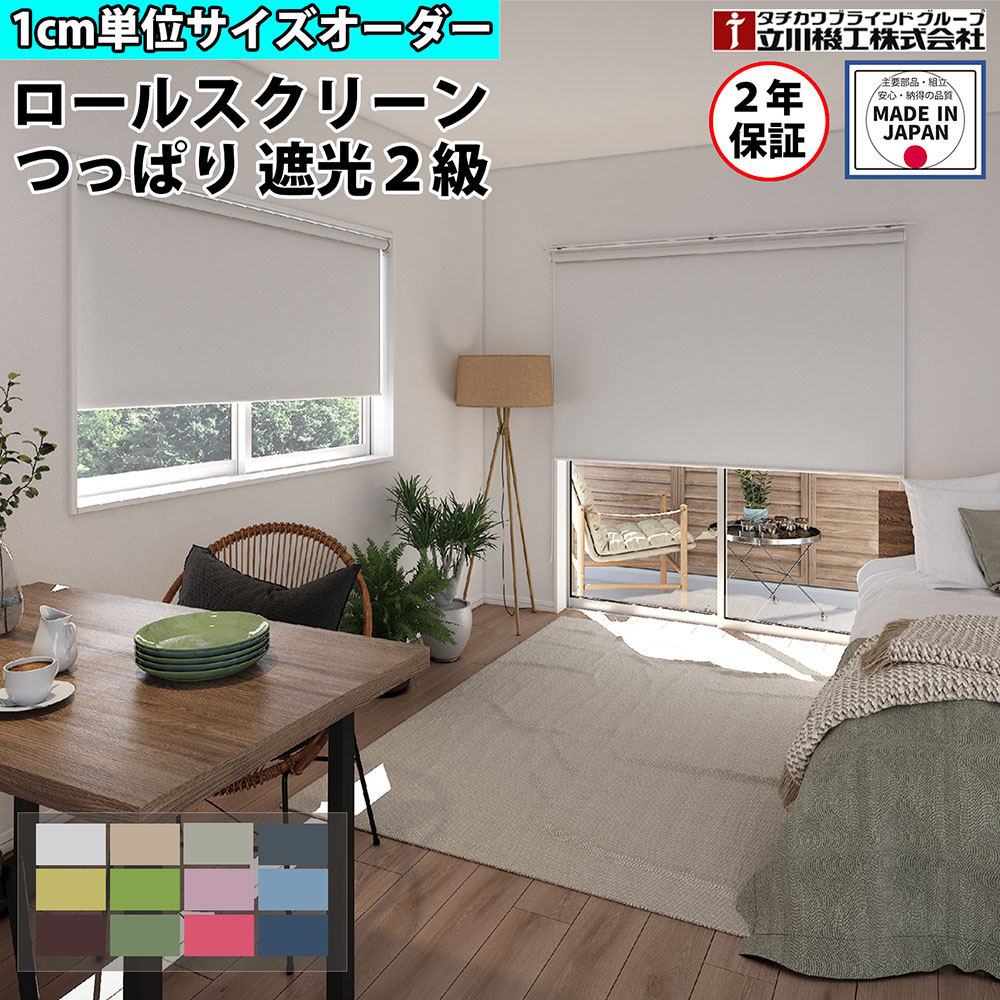 【P5倍4/20 13-15時&最大1万円ｸｰﾎﾟﾝ4/17-23】 【特価4月末迄】ロールスクリーン オーダー 1cm単位 つっぱり 遮光2級 ロールカーテン スクリーン 賃貸OK カーテンレール 取り付け 天井付け タチカワブラインド グループ 立川機工 日本製 FS-TRSNEM
