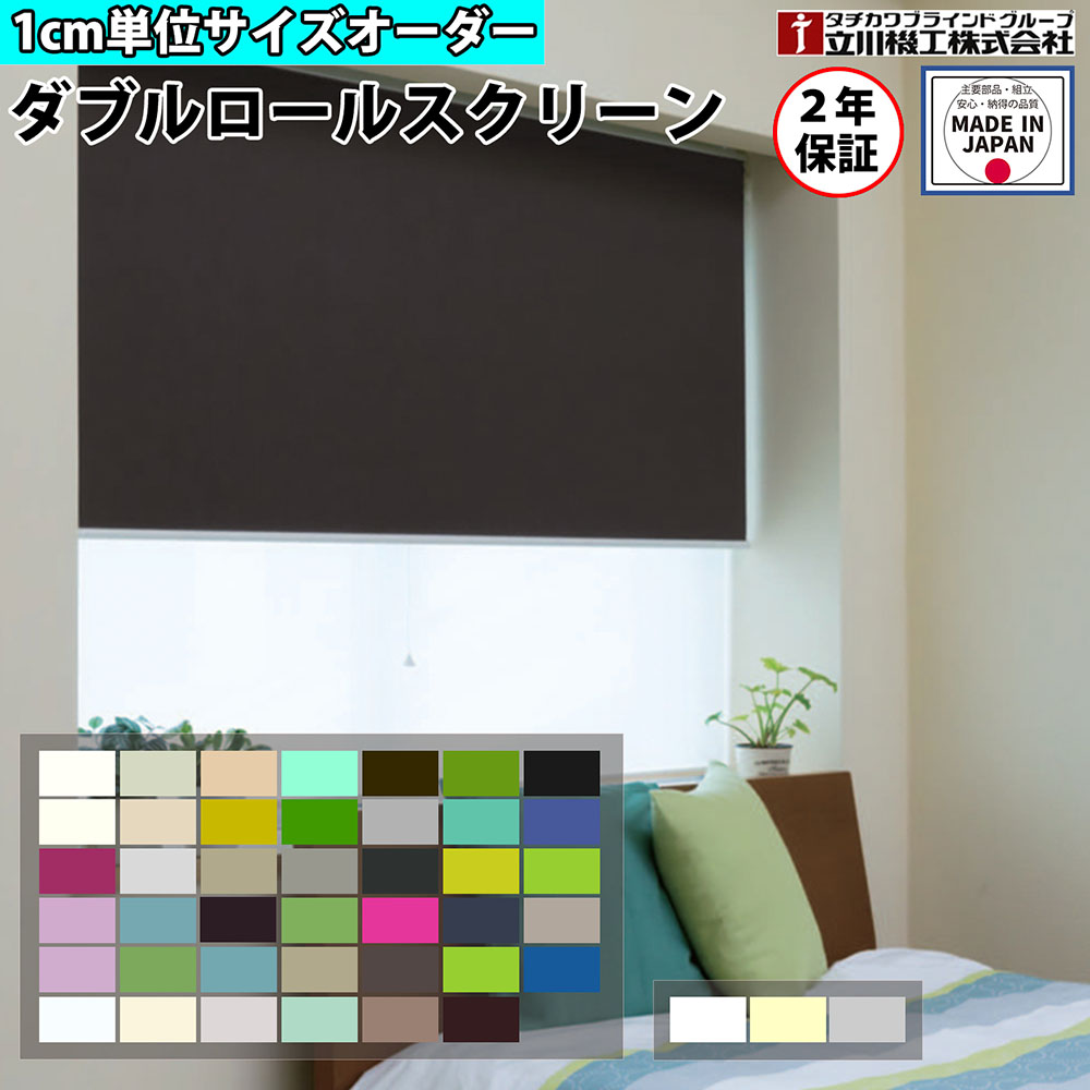 【P5倍5/5 13-15時\u0026最大1万円ｸｰﾎﾟﾝ5/5】 【特価4月末迄】ダブル ロールスクリーン オーダー 1cm単位 パターンB シースルー 遮光 防炎 ロールカーテン スクリーン 賃貸OK タチカワブラインド 立川機工 日本製 FS-WRSB
