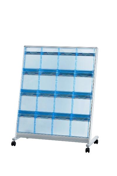 【P5倍7/20 13-15時&最大1万円クーポン7/19-25】 【法人限定】 パンフレットスタンド 傾斜型 4列4段 A4対応 ディスプレイスタンド カタログスタンド 屋外 大容量 オフィス 店舗 キャスター 移動 日本製 AS-PF16N|LOOKIT オフィス家具 インテリア