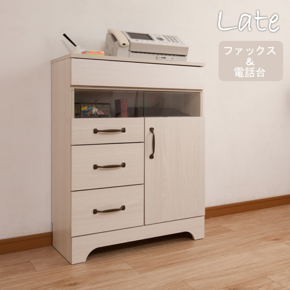 【最大1万円ｸｰﾎﾟﾝ4/4-9】 キャビネット 幅60cm 電話台 チェスト リビングボード 収納家具 サイドボード 収納棚 引き出し 収納 おしゃれ カントリー調 リビング ダイニング kt26-040wh