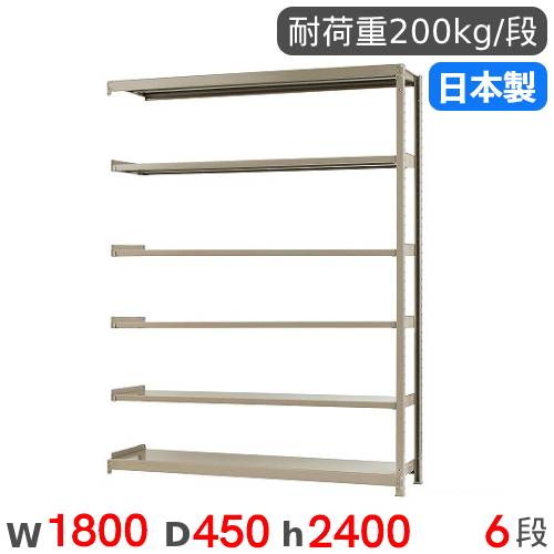 【13-15時&最大1万円クーポン7/19-25】 スチールラック 連結 幅180×奥行45×高さ240cm 6段 200kg/段 軽量ラック 物品棚 オープンラック スチール棚 収納棚 本棚 オフィス 倉庫 工場 国産 58286306123|LOOKIT オフィス家具 インテリア