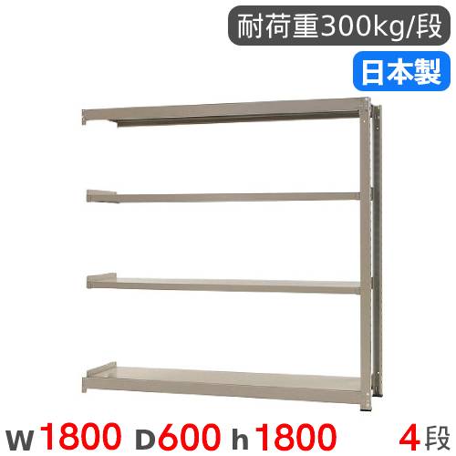 【13-15時&最大1万円ｸｰﾎﾟﾝ7/19-25】 スチールラック 連結 幅180&times;奥行60&times;高さ180cm 4段 300kg/段 中量ラック 物品棚 オープンラック スチール棚 収納棚 本棚 オフィス 倉庫 工場 国産 58366404174｜LOOKIT オフィス家具 インテリア