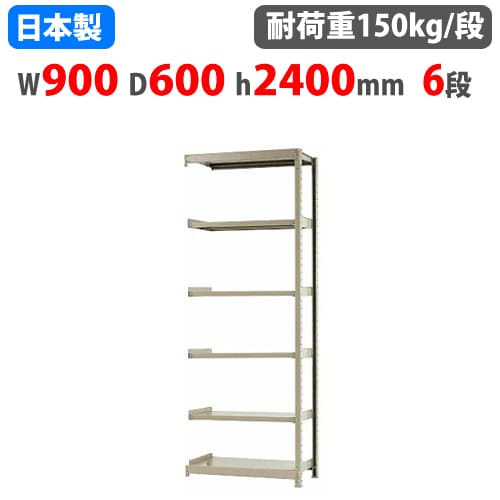 連結用 スチールラック 幅90×奥行60×高さ240cm 6段 150kg/段 ボトルレス 軽量ラック 中軽量ラック 軽中量 業務用 収納 スチール棚 オープンラック 58183406123