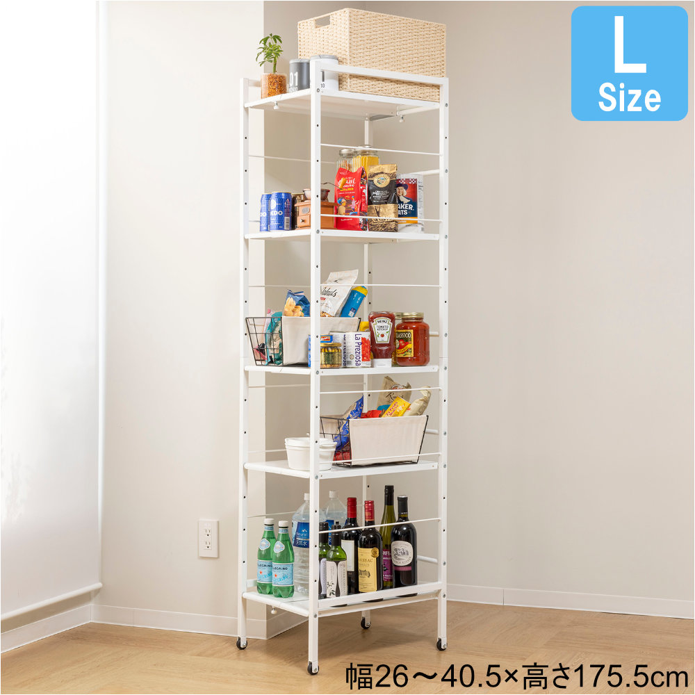 【P5倍4/10 13-15時&最大1万円ｸｰﾎﾟﾝ4/10】 収納ラック Lサイズ 収納棚 キッチンラック 棚 台所ラック キャスター付き 隙間収納 スリム コンパクト 省スペース 隙間 収納 ダイニング キッチン 台所 SYM-502