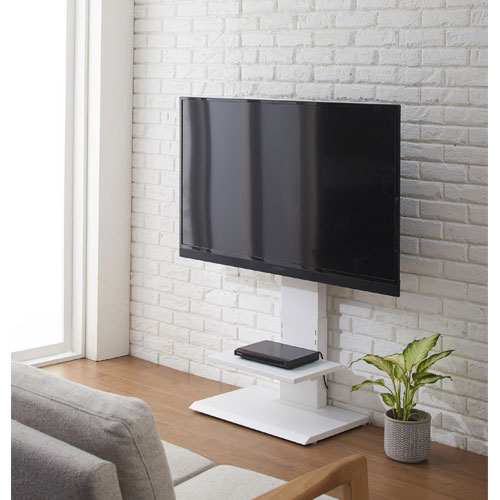 【最大1万円ｸｰﾎﾟﾝ4/14-17】 テレビスタンド テレビ台 壁 壁掛け風 スタイリッシュ 高さ調整 5段階 木目 物置 小物 おしゃれ コンパクト スタンド ロータイプ テレビボード 23811-94835