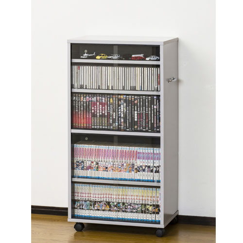 代引き手数料無料 最大1万円クーポン5 16 2時迄 Cd収納 Dvd収納 大容量 ビデオテープ 収納 小物収納 引戸 ガラス ガラス付き 両面 ほこり キャスター付き ワイド 移動 チェスト シンプル 多目的 内祝い Cvclinic Ru