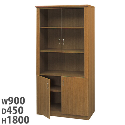【P5倍7/25 13-15時&最大1万円クーポン7/19-25】 【法人限定】 【配送エリア限定】 書棚 両開き 本棚 書庫 キャビネット シェルフ ブックシェルフ 棚 おしゃれ シンプル 役員室 社長室 ガラス扉 木製 VP11-BS|LOOKIT オフィス家具 インテリア