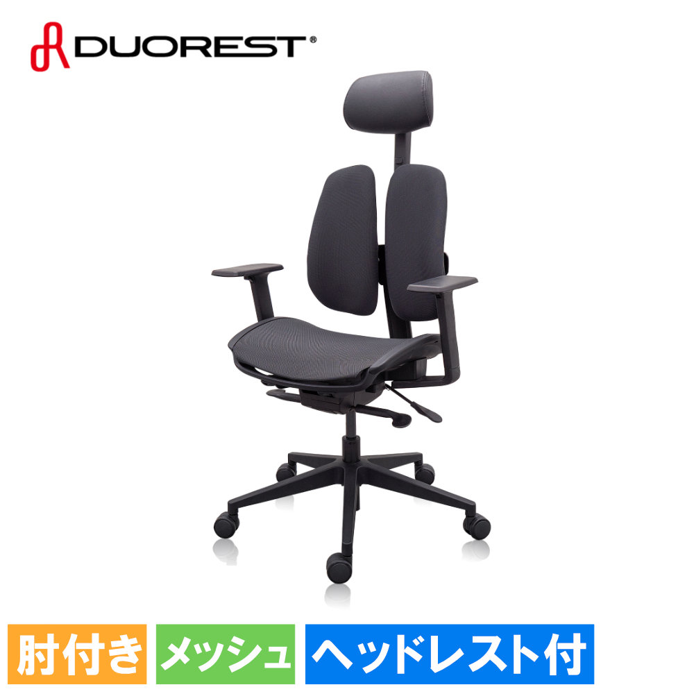 【6/11まで押さえる20％OFF引き換え証】 事務室女性議長 デュオレスト DUOREST メッシュ女性議長 ヘッドレスト付 肘付き添い人 腰痛打つ手 事務机女性議長 高役立つこと 今めかしい NEXT3