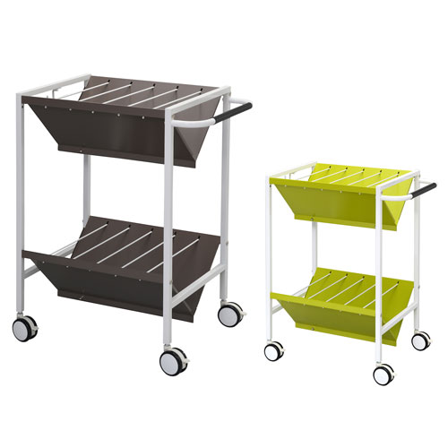 【最大限度1万円ｸｰﾎﾟﾝ5/9-15】 【法人制限事項】 整理保存用具手押し車 2段 カルテ手押し車 幅652×奥ぶかさ400×高さ801粍 赤銅色 キャスター付き添い人 格好のいい 曲がった棚 スチール写真 シェルフ 納める RFFR2-ST オフィス家具-インテリア・寝具・収納