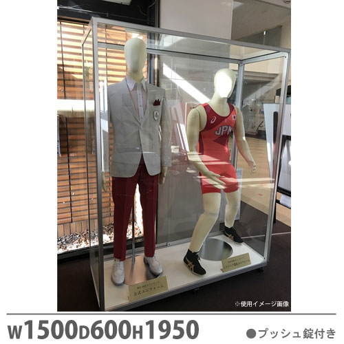 【最大1万円ｸｰﾎﾟﾝ4/14-17】 【法人限定】マネキンケース 幅1500×奥行600×高さ1950mm プッシュ錠付 キャスター付き マネキン2体用 展示ケース ディスプレイケース 教育施設 学校 MNC150-K 256,410円