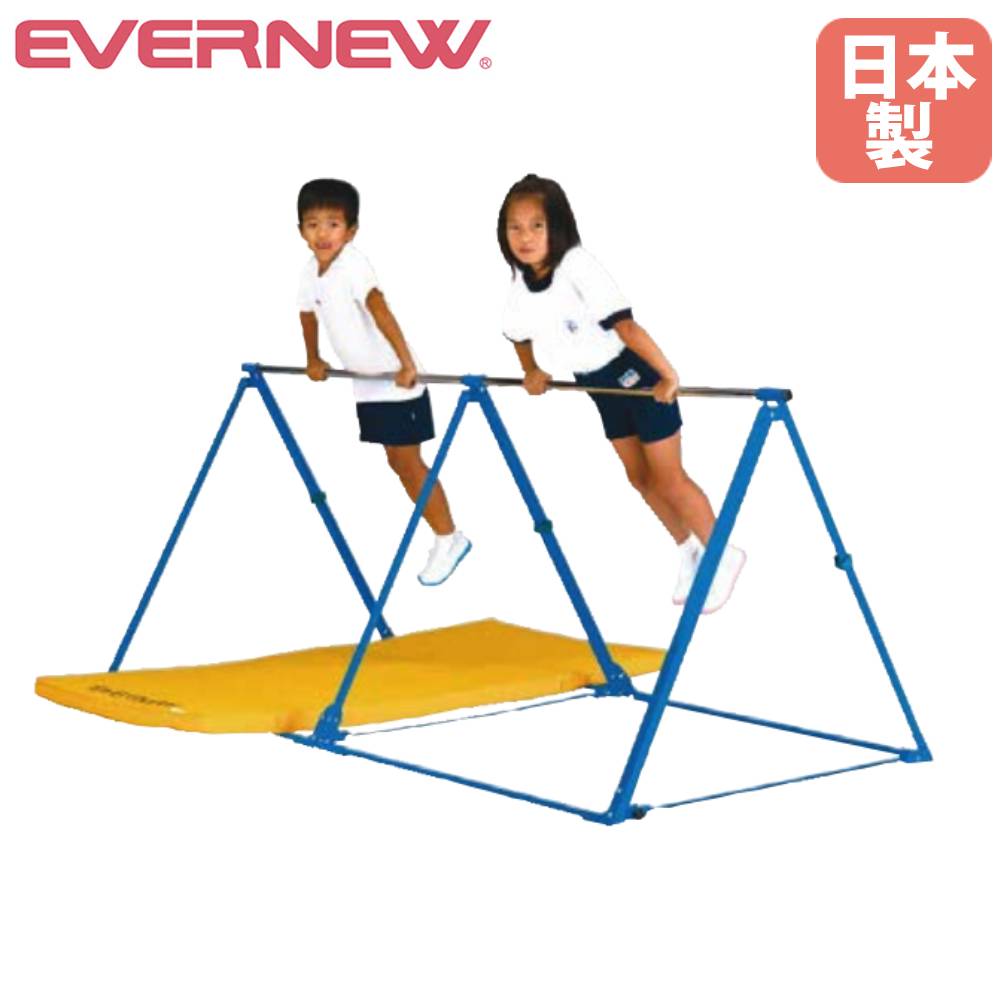 三角鉄棒 折りたたみ エバニュー 幅250×奥行120×高さ100cm スチール製 小学校低学年向け 屋内 屋外 子供用鉄棒 折りたたみ式鉄棒 鉄棒用品 設備 日本製 EKD368