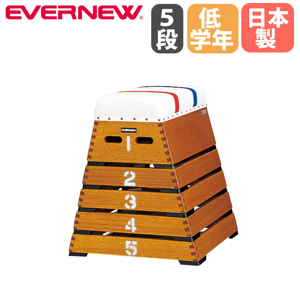 【P5倍4/15 13-15時&最大1万円ｸｰﾎﾟﾝ4/14-17】 跳び箱 5段 エバニュー 指導ライン入り 木製 高さ70cm 小学校低学年向 全段2cmゴム付 日本教材備品協会安全基準適合品 とび箱 体育用品 教育施設 日本製 EKF312