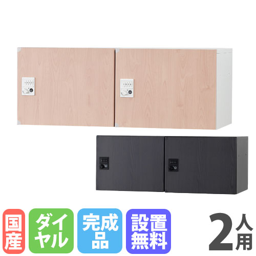 【最大1万円ｸｰﾎﾟﾝ4/4-9】 【設置無料】 パーソナルロッカー 2人用 2列1段 幅900×奥行450×高さ350mm ダイヤル錠 ナチュラル アッシュグレー 個人ロッカー オフィス収納 書庫 HOS-PD3502X