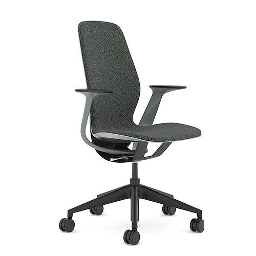 【最大1万円ｸｰﾎﾟﾝ5/9-15】 シルク Steelcase プラチナソリッド ハーレー オフィスチェア デスクチェア オフィス 会社 モダン ハイバック おしゃれ ブラック 黒 固定肘付き 418A000PM-F1
