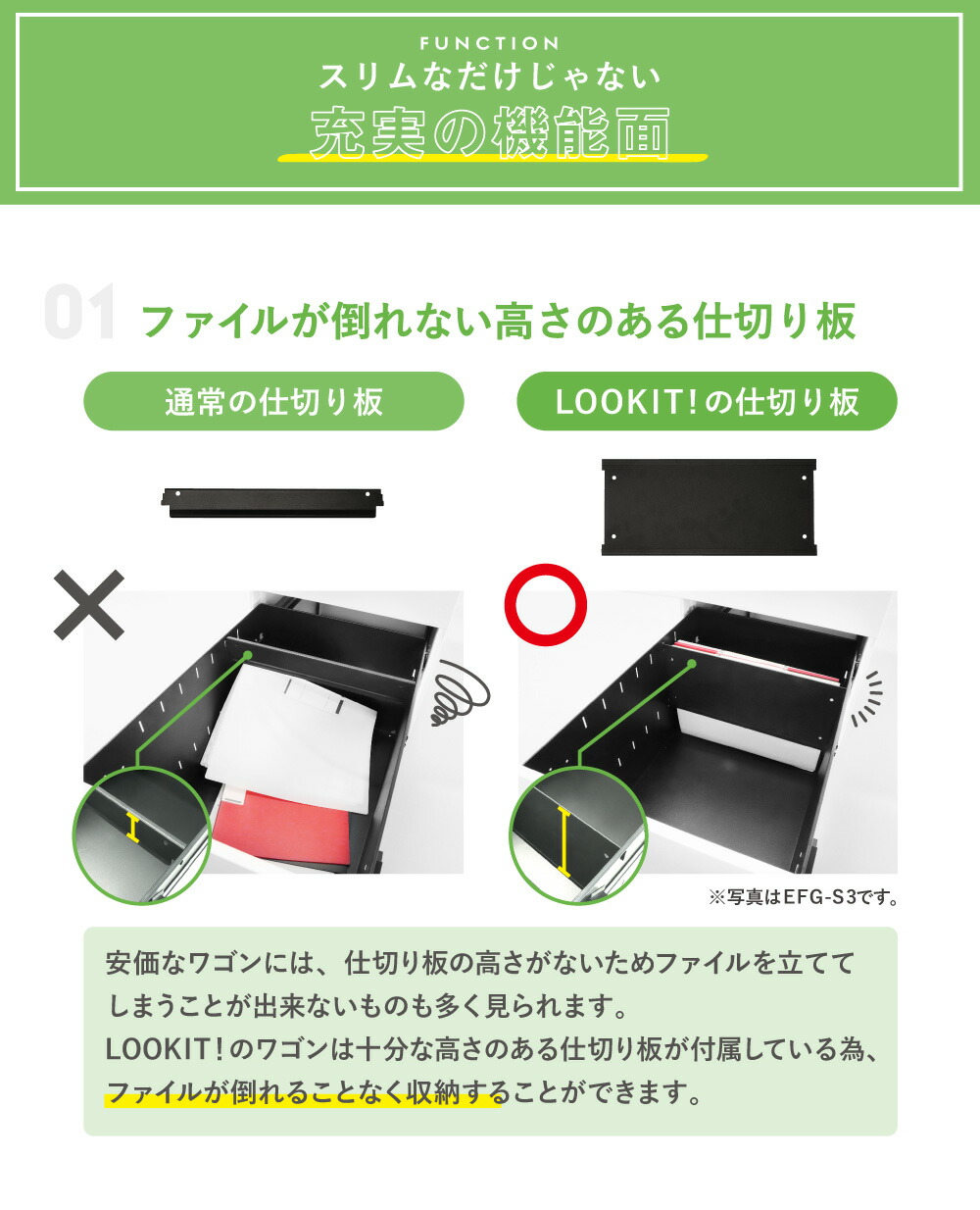 スリムワゴン3段デスクワゴンサイドワゴンキャスター付き鍵付きオフィスワゴンオールロック脇机スチールワゴンサイドキャビネットA4ESW-S3