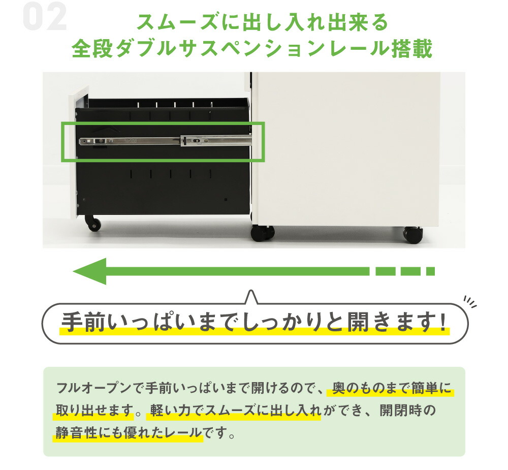 スリムワゴン3段デスクワゴンサイドワゴンキャスター付き鍵付きオフィスワゴンオールロック脇机スチールワゴンサイドキャビネットA4ESW-S3