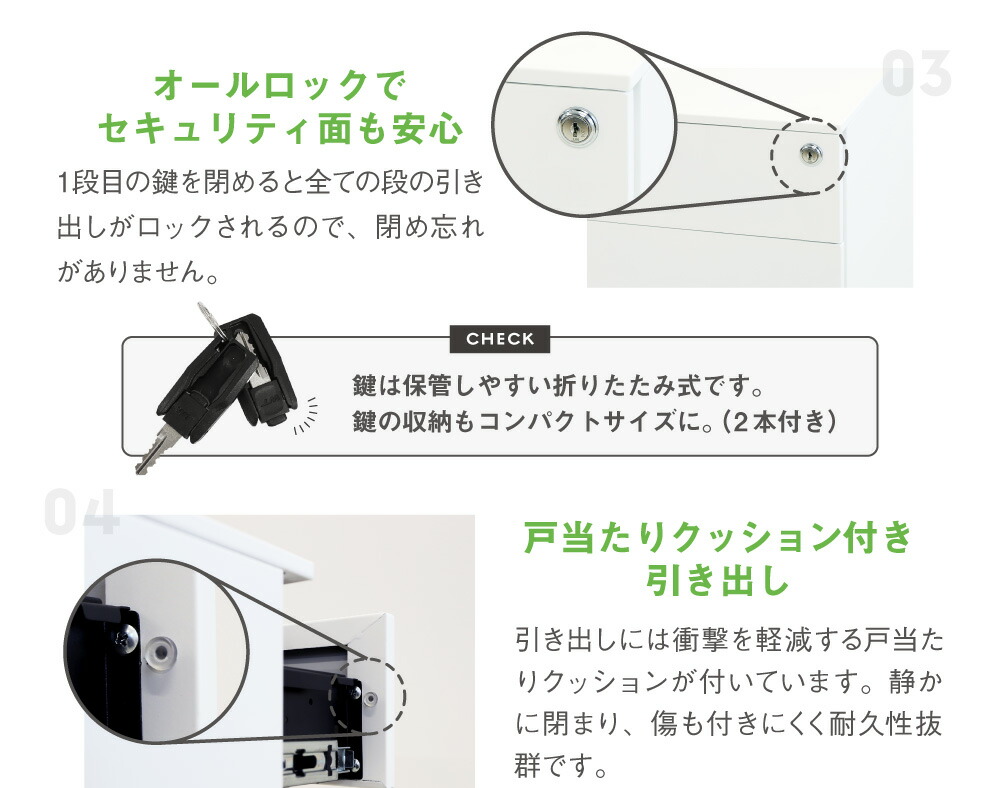 スリムワゴン3段デスクワゴンサイドワゴンキャスター付き鍵付きオフィスワゴンオールロック脇机スチールワゴンサイドキャビネットA4ESW-S3
